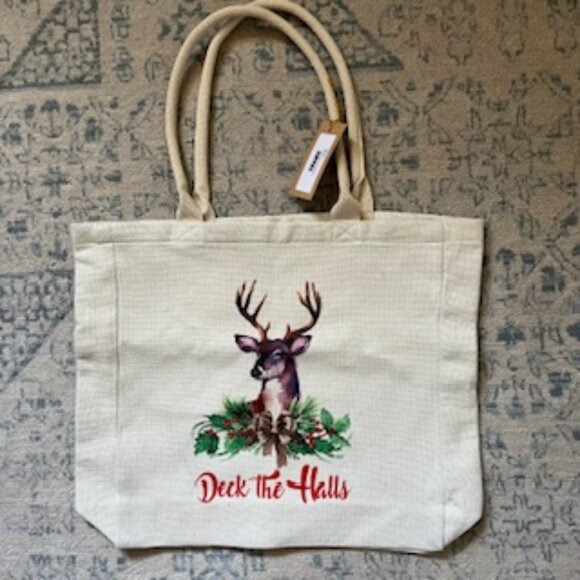 🧡NWT "Deck the Halls" Canvas Tote Bag - Picture 1 of 9